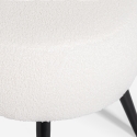 Fußhocker Wohnzimmer aus weißem Teddybouclé mit schwarzen Füßen Belix Angebot