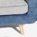 Sofa 2-Sitzer aus zweifarbigem grauem und blauem Stoff mit Wechselkissen Biko Rabatte