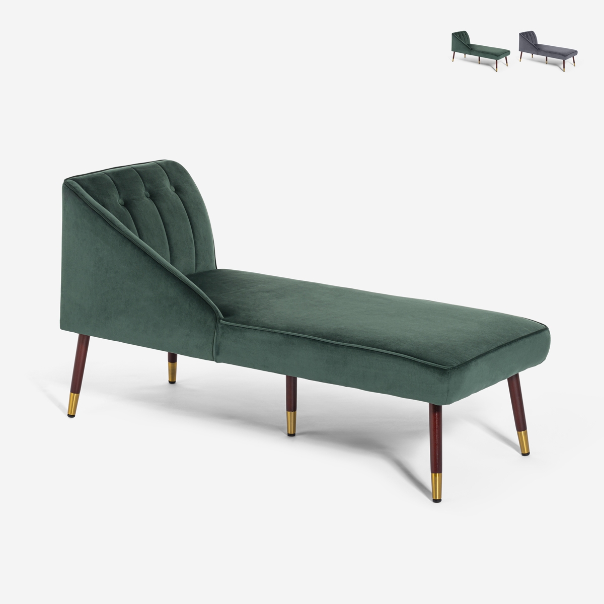 Liegesessel Vintage Chaiselongue links klassisch aus Samt Agos