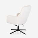 Sessel mit Fußhocker aus weißem Bouclé für das Wohnzimmer Büro Shiro Sales