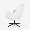 Sessel mit Fußhocker aus weißem Bouclé für das Wohnzimmer Büro Shiro Sales