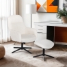 Sessel mit Fußhocker aus weißem Bouclé für das Wohnzimmer Büro Shiro Verkauf