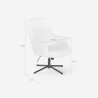 Sessel mit Fußhocker aus weißem Bouclé für das Wohnzimmer Büro Shiro Lagerbestand