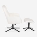 Sessel mit Fußhocker aus weißem Bouclé für das Wohnzimmer Büro Shiro Angebot