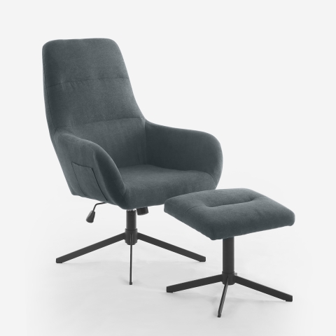 Sessel Relax ergonomisch aus grauem Stoff mit Fußhocker Asher Aktion
