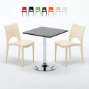 Schwarz Quadratisch Tisch und 2 Stühle Farbiges Polypropylen-Innenmastenset Grand Soleil Paris Mojito Aktion