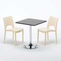 Schwarz Quadratisch Tisch und 2 Stühle Farbiges Polypropylen-Innenmastenset Grand Soleil Paris Mojito Modell