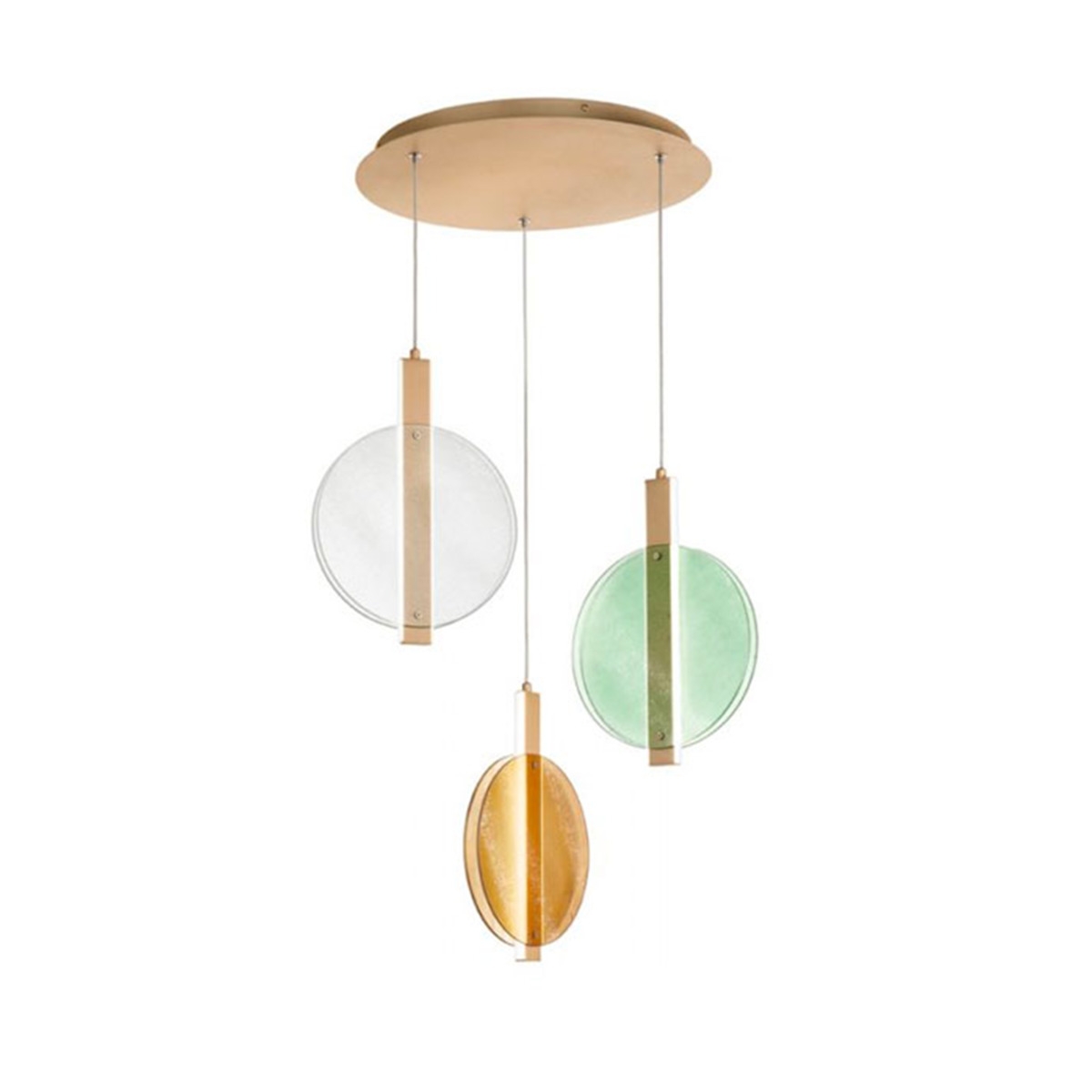 Hängelampe 3-Licht aus mehrfarbigem Glas und Metall Juis XL