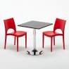 Schwarz Quadratisch Tisch und 2 Stühle Farbiges Polypropylen-Innenmastenset Grand Soleil Paris Mojito