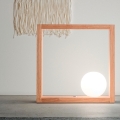 Tischlampe Design LED aus Holz mit Glaskugel-Schirm Kark Aktion