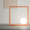 Tischlampe Design LED aus Holz mit Glaskugel-Schirm Kark Aktion