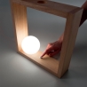 Tischlampe Design LED aus Holz mit Glaskugel-Schirm Kark Verkauf