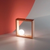 Tischlampe Design LED aus Holz mit Glaskugel-Schirm Kark Angebot