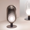 Tischlampe LED aus Rauchglas und schwarzem Metall im Vintage-Stil Gubbio Aktion