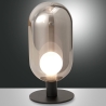 Tischlampe LED aus Rauchglas und schwarzem Metall im Vintage-Stil Gubbio Verkauf