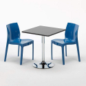Schwarz Quadratisch Tisch und 2 Stühle Farbiges Polypropylen-Innenmastenset Grand Soleil Ice Mojito
