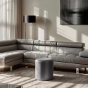 Fußhocker aus weißem grauem Kunstleder im Zylinderdesign Hebi Sales