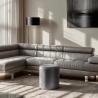 Fußhocker aus weißem grauem Kunstleder im Zylinderdesign Hebi Sales