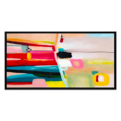 Gemälde abstrakt 124x64cm auf Plexiglas mit schwarzem Rahmen Druvt Aktion