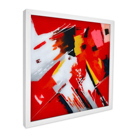 Gemälde abstrakt modern 64x64cm auf Plexiglas weißer Rahmen Tyvek Aktion