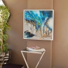 Gemälde abstrakt auf Plexiglas 64x64cm modern weißer Rahmen Lazur Verkauf