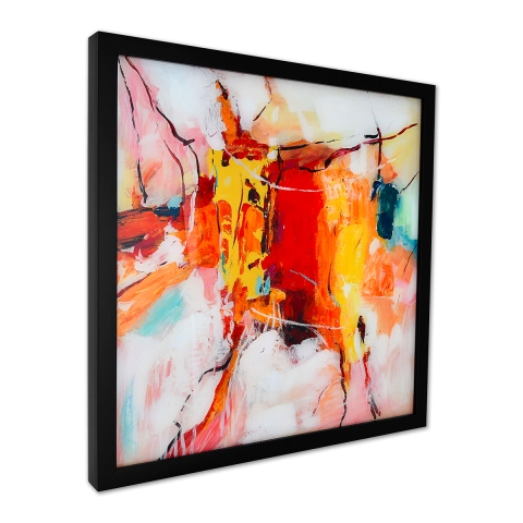 Gemälde abstrakt modern 64x64cm auf Plexiglas schwarzer Rahmen Tzarb Aktion
