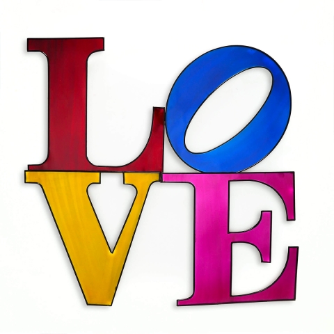 Bild aus Metall 3D mehrfarbig 81x81cm mit LOVE Aufschrift Kokhannya Aktion