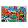 Gemälde 3er-Set modern abstrakt 165x100cm mehrfarbig auf Leinwand Viva Angebot