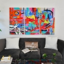 Gemälde 3er-Set modern abstrakt 165x100cm mehrfarbig auf Leinwand Viva Verkauf