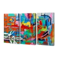 Gemälde 3er-Set modern abstrakt 165x100cm mehrfarbig auf Leinwand Viva Aktion