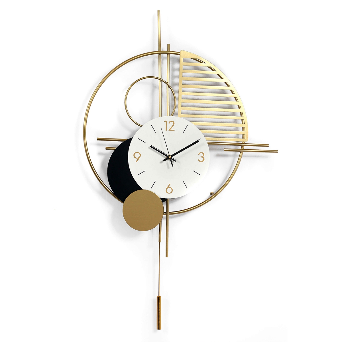 Wanduhr 53x85cm mit Pendel modernes Design aus goldfarbenem Metall Vira Aktion Wanduhr 53x85cm mit Pendel modernes Design aus goldfarbenem Metall Vira Aktion