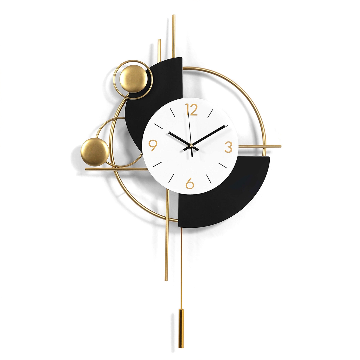 Wanduhr modern 46x77cm Metall goldfarben geometrisches Design Sfera