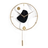 Wanduhr modern 42x67cm aus goldfarbenem Metall mit Pendel Bynok Aktion