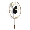 Wanduhr modern 42x67cm aus goldfarbenem Metall mit Pendel Bynok Sales