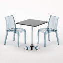 Schwarz Quadratisch Tisch und 2 Stühle Farbiges Transparent Grand Soleil Cristal Light Platinum
