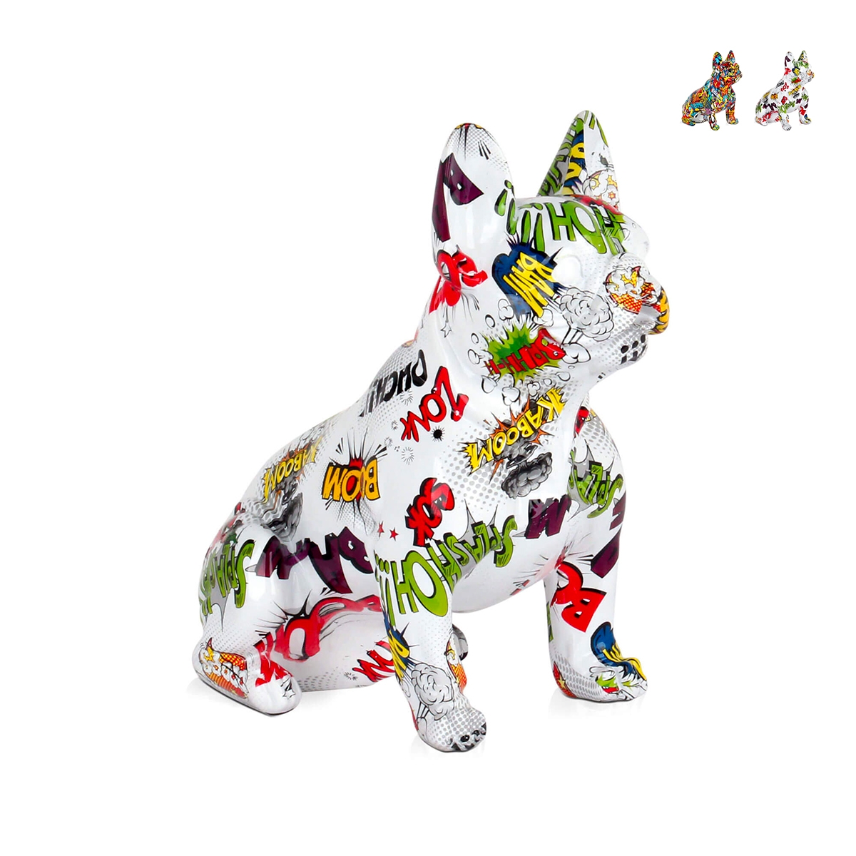Skulptur französische Bulldogge in mehrfarbiger Kunstharz Pop-Art-Statue Forma-PA Aktion Skulptur französische Bulldogge in mehrfarbiger Kunstharz Pop-Art-Statue Forma-PA Aktion