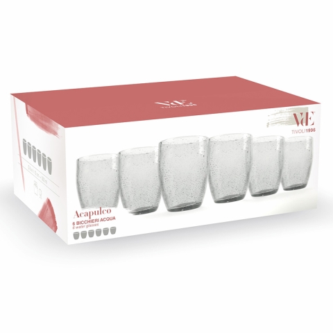 6er-Set Trinkgläser transparent 300ml aus mundgeblasenem Glas Acapulco Aktion