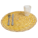 Set aus 6 runden Platzsets aus geflochtenem Stroh Ø38cm Spiral Color 