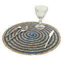 Set aus 6 runden Platzsets aus geflochtenem Stroh Ø38cm Spiral Color 