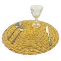 Set aus 6 runden Platzsets aus geflochtenem Stroh Ø38cm Spiral Color 