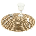Set aus 6 runden Platzsets aus geflochtenem Stroh Ø38cm Spiral Color 