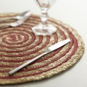 Set aus 6 runden Platzsets aus geflochtenem Stroh Ø38cm Spiral Color 