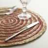 Set aus 6 runden Platzsets aus geflochtenem Stroh Ø38cm Spiral Color 