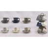 Set aus 6 Kaffeetassen aus Steingut 100ml mit Untertasse und Ständer Victionary K Verkauf