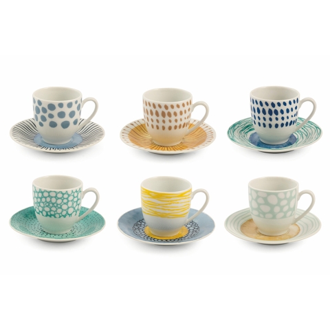 6er-Set Porzellan-Espressotassen mit Untertasse 90ml Marea C Aktion