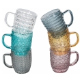 Set aus 6 bunten Kaffeetassen aus Glas 90ml Geometrie C Aktion