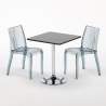 Schwarz Quadratisch Tisch und 2 Stühle Farbiges Transparent Grand Soleil Dune Platinum