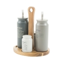 Gewürzständer-Set aus Holz, 5-teilig mit Keramik-Ölflasche, Victionary B Angebot