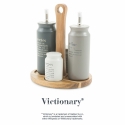 Gewürzständer-Set aus Holz, 5-teilig mit Keramik-Ölflasche, Victionary B Auswahl