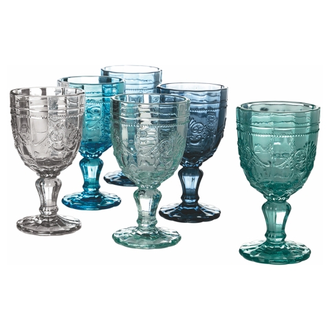 Set aus 6 Syrah-Weingläsern 265 ml mit Arabesken-Dekor aus Glas Aktion